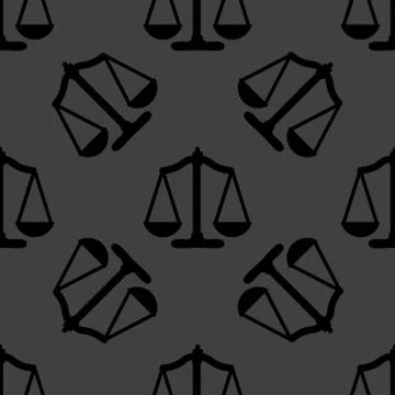 Scales balance web icon. flat design. Seamless gray pattern. イラスト素材