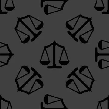 Scales balance web icon. flat design. Seamless gray pattern. 库存插图