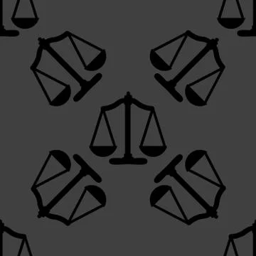 Scales balance web icon. flat design. Seamless gray pattern. 스톡 일러스트