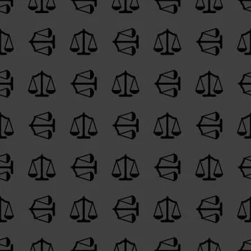 Scales balance web icon. flat design. Seamless gray pattern. Stockillustratie