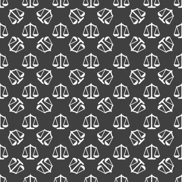 Scales balance web icon. flat design. Seamless gray pattern. 스톡 일러스트