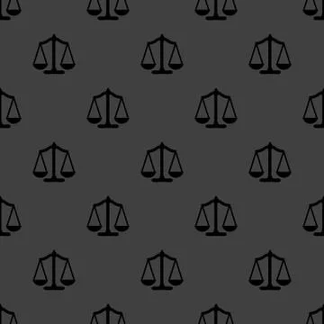 Scales balance web icon. flat design. Seamless gray pattern. 库存插图
