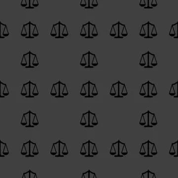 Scales balance web icon. flat design. Seamless gray pattern. 库存插图