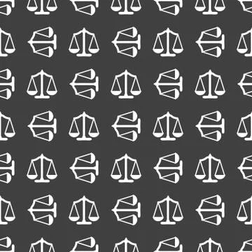 Scales balance web icon. flat design. Seamless gray pattern. イラスト素材
