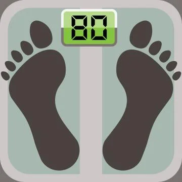 Scales with footsteps, eighty kilograms, vector illustration Stock Illustration