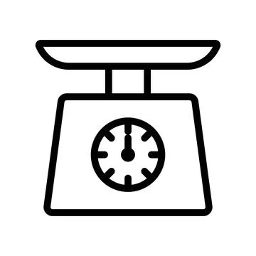 Scales icon linear logo mark in black and white Stock Illustration