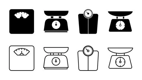 Scales icon set. Weight scale icon Stock Illustration