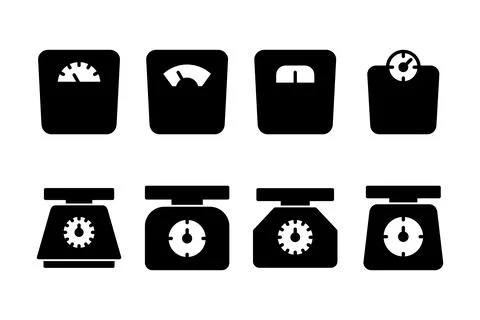 Scales icon vector illustration. Weight scale sign and symbol Illustrazione stock