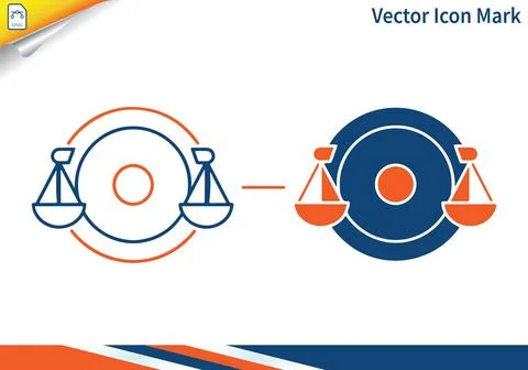 Scales icon vector mark outline and filled color blue. Stock Illustration