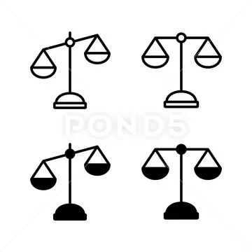 Scales icons vector. Law scale icon. Justice sign and symbol: Royalty ...