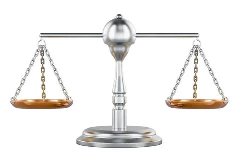 Scales of Justice. Empty, front view. 3D rendering Scales of Justice. Empt... Stock Photos