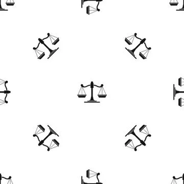 Scales of justice pattern seamless black Ilustración de archivo