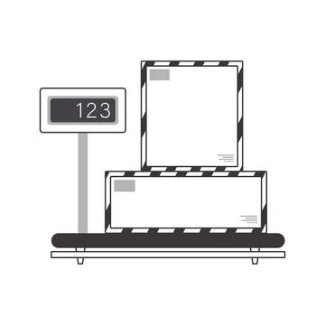 Scales with a load. The concept of delivery of cargo and parcels. Linear mo.. Stock Illustration