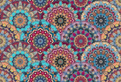 Scales pattern from flower mandalas Stock Illustration