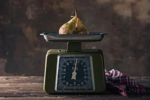 Scales with Pears Stock Photos