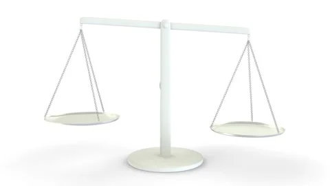 Scales, smoothly outweigh in one direction. Free space on the scale cups for Stock Footage 148271243