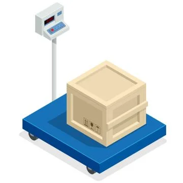 Scales for weighing heavy objects and goods. Box and cargo, package and freight 스톡 일러스트