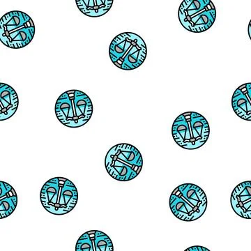 Scales zodiac vector seamless pattern Stock Illustration
