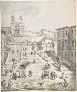 Scalinata della Trinit dei Monti ca. 175658 Giovanni Paolo Panini Italian T.. Stock Illustration