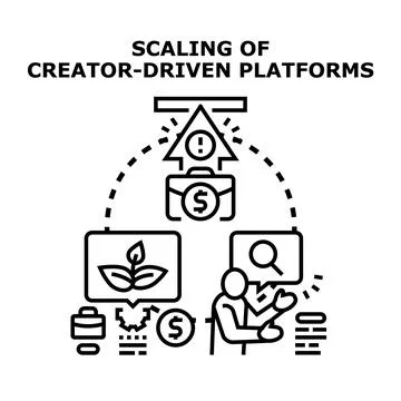 Scaling content creator platforms and business growth Stock Illustration