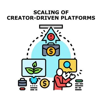 Scaling content creator platforms and business growth Stock Illustration