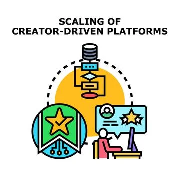 Scaling creator driven platforms and online content monetization Stock Illustration