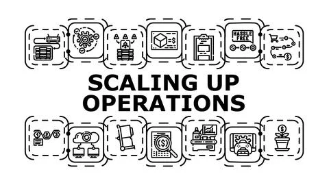 Scaling up operations banner icon vector illustration Stock Illustration
