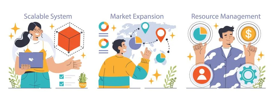 Scaling Strategy concept. Flat vector illustration Stock Illustration