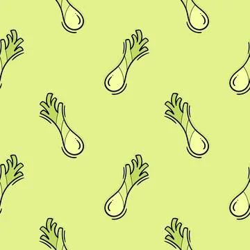 Scallion hand drawn seamless pattern Stock Illustration