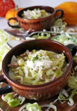 Scallion soup Stock Photos