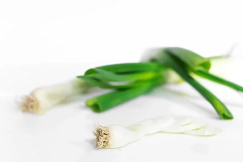 Scallions with white background Fotos Stock