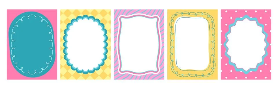 Scallop decorative frames with wavy edges 스톡 일러스트