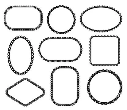 Scallop edge lace frames and border lines set Stockillustratie