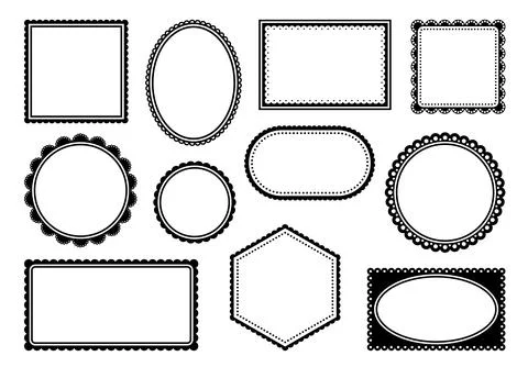 Scallop edge lace frames, borders, frill ribbons Stock Illustration