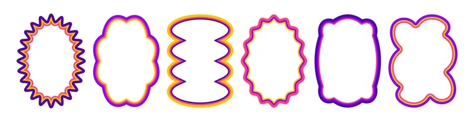 Scallop frame border set with wavy edges イラスト素材