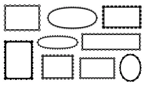 Scallop frames and dividers, edge lace borders set Stockillustratie