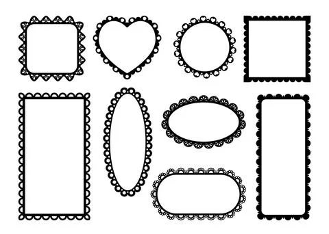 Scallop lace edge frames and borders, ribbons Stock Illustration