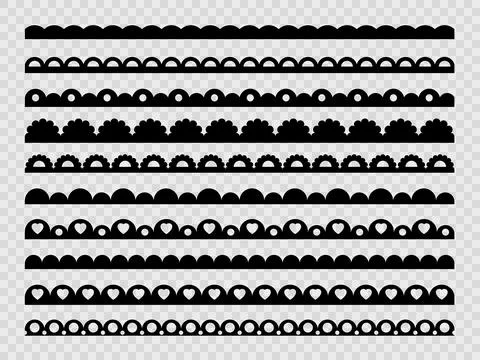 Scallop lace frames, edge borders and dividers Stock Illustration