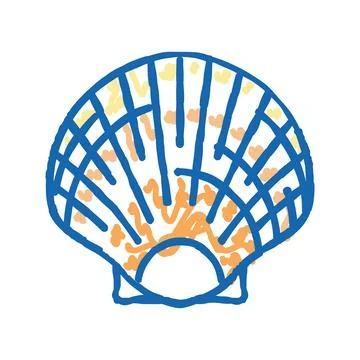 Scallop sea shell beach icon doodle illustration Illustrazione stock