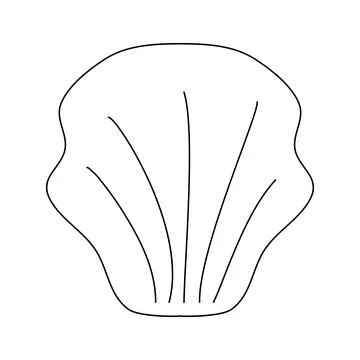 Scallop seashell, doodle style flat vector outline illustration for coloring 스톡 일러스트