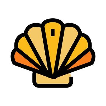 Scallop seashell icon representing marine life and ocean travel Stock Illustration