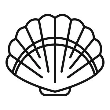 Scallop seashell icon simple line Stock Illustration