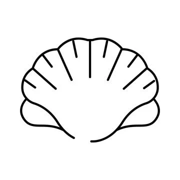 Scallop seashell line art minimal icon vector イラスト素材