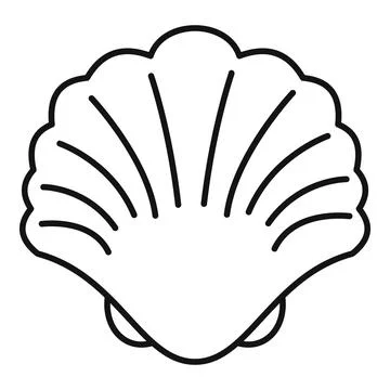 Scallop seashell line art vector icon marine life Illustrazione stock