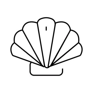 Scallop seashell line icon representing ocean and beach memories Stock Illustration