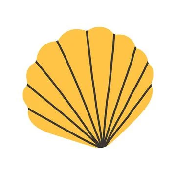 Scallop seashell simple flat illustration. Isolated minimalistic design of a Stock Illustration