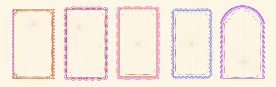 Scallop shape frame set for decoration Stock Illustration