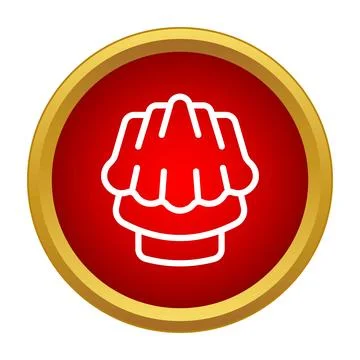 Scallop shell line icon in red gold circle イラスト素材
