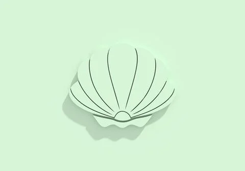 Scallop shell. Shellfish delicacy silhouette. Emblem for the menu of the seafood Stock Illustration