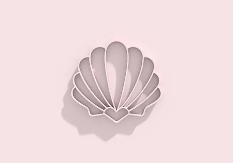 Scallop shell. Shellfish delicacy silhouette. Emblem for the menu of the seafood Stock Illustration